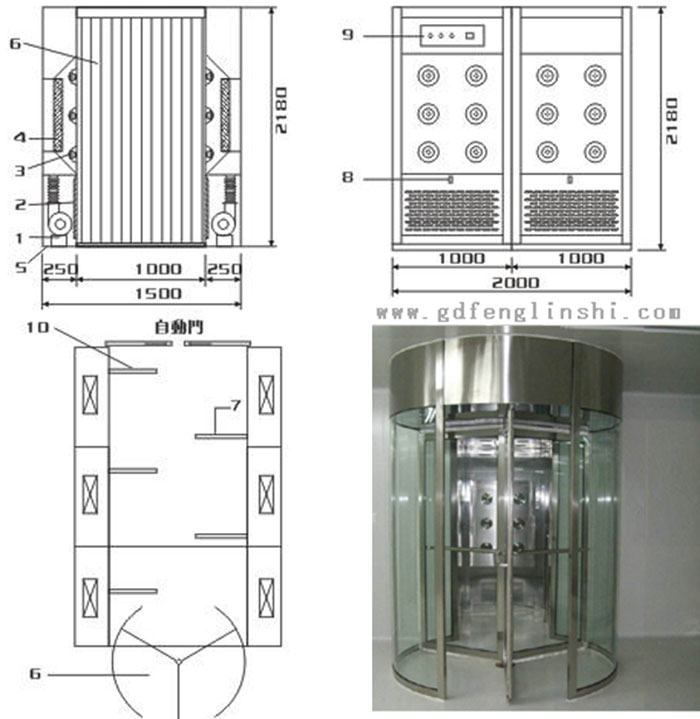 旋转门风淋室结构图